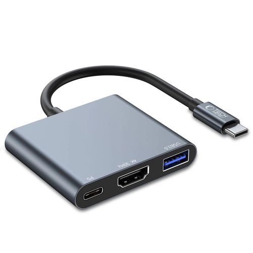 HUB Tech-Protect V1 3in1 USB-C - USB-A 3.0 / USB-C PD 100W / HDMI 4K 30Hz - gray, Tech-Protect 5906302301034 5906302301034