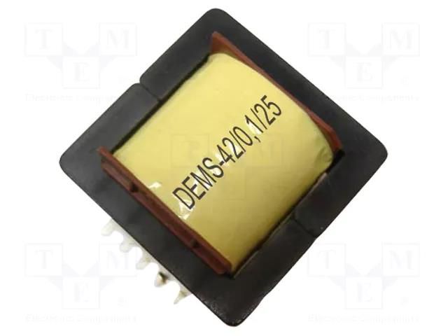 Inductor: wire; THT; 100uH; 25A; 22mΩ; 43x43x36mm; horizontal FERYSTER DEMS-42/0.1/25