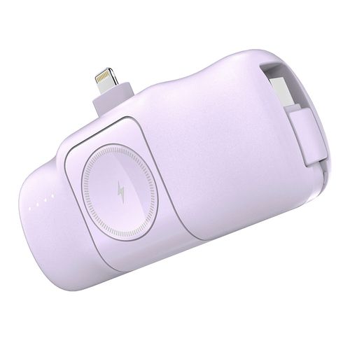 Wozinsky WF16-YLS 5000mAh 15W Lightning Mini Power Bank with Built-in USB-C Cable and Apple Watch Charger - Purple, Wozinsky 5907769364563 5907769364563