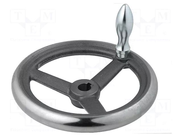 Knob; cast iron; Ømount.hole: 18mm; Øout: 200mm; with handle ELESA+GANTER DIN950-GG-200-K18D