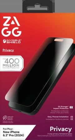 ZAGG InvisibleShield Glass Elite Privacy for iPhone 16 Pro, Zagg 200114868 200114868
