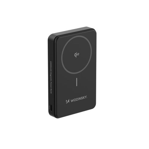 Powerbank Wozinsky WLWP-10KA0Y3S 22.5W PD Qi2 10000 mAh, with stand, 1x USB-A, 1x USB-C - black, Wozinsky 5907769367441 5907769367441