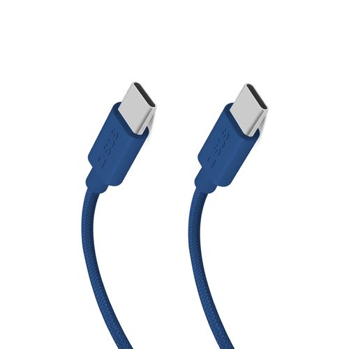 SBS TECABLETISSUETCCB USB-C - USB-C 1.5m 60W braided cable - blue, SBS TECABLETISSUETCCB TECABLETISSUETCCB