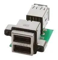 USB STACKED, 2.0 TYPE A, 2PORT, R/A MUSBC31130