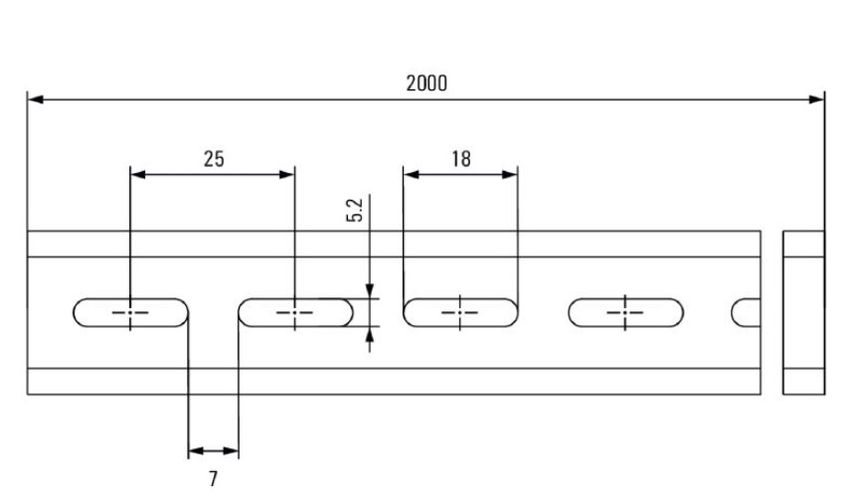 Terminal rail TS 35X7.5/5X18 2M/ST/SZ, Steel, galvanic zinc plated and passivated, 2M, Weidmuller 1879090000 4032248473786