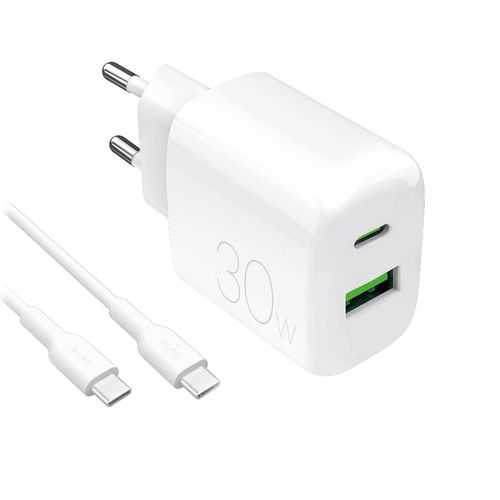 Puro PROLITE 30W USB-A / USB-C wall charger + USB-C - USB-C cable 1.2m - white, Puro PUTCUSBAC30WDYKCCWHI PUTCUSBAC30WDYKCCWHI