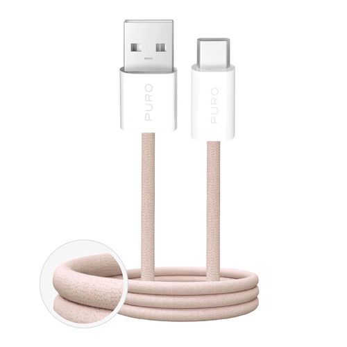 Puro Fabrik 10W Braided Cable USB-A - USB-C 1.5m - Beige, Puro PUCAC10WFABK415MTBEG PUCAC10WFABK415MTBEG