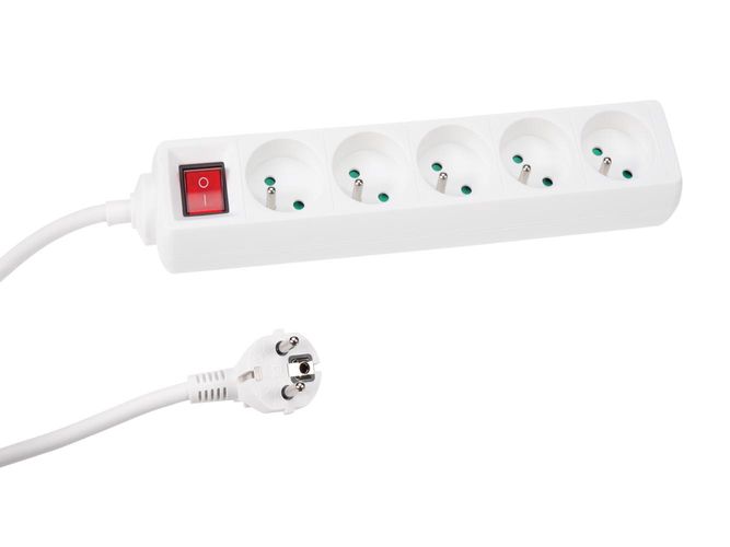 5-WAY SOCKET-OUTLET WITH SWITCH - 1.5 m CABLE - WHITE - FRENCH SOCKET EB5S 5410329427412; 5410329609306
