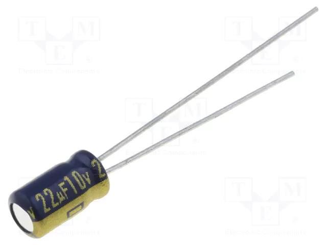 Capacitor: electrolytic; low ESR; THT; 22uF; 10VDC; Ø4x7mm; ±20% PANASONIC EEAFC1A220