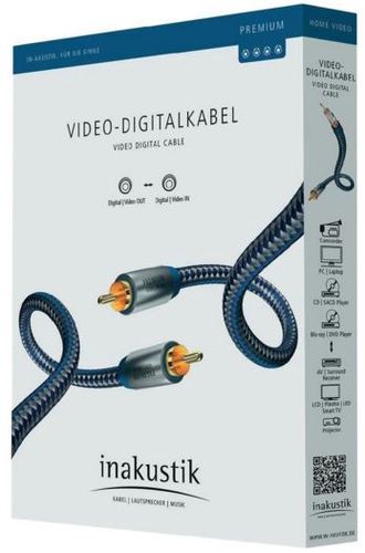 Cable 1xRCA - 1xRCA plugs 3.0m 75Ohm AU plugs, inakustik PREMIUM 1xRCA-1xRCA/3.0/PREM 4001985507948