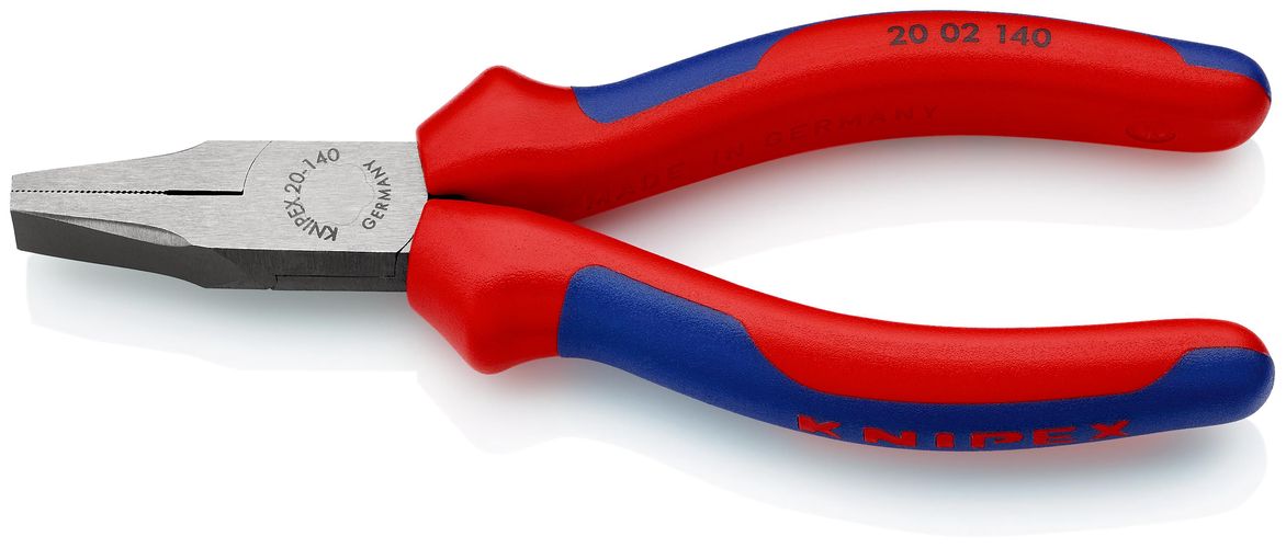 KNIPEX 20 02 140 Flat Nose Pliers with multicomponent handles black atramentized 140 mm 20 02 140