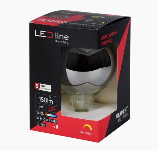 LED bulb E27 4W 1800K 150lm 220-240V FILAMENT G125 GLOBE RETRO VINTAGE GRAPHITE DIMMABLE LED line PRIME  202382 5905378202382