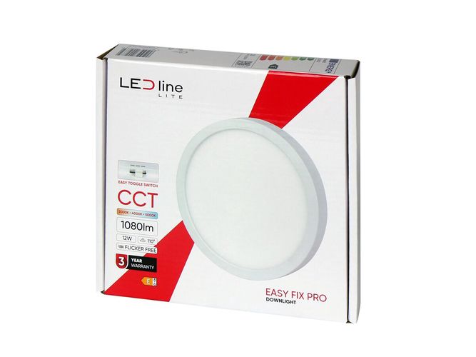 LED panel universal EasyFix PRO, 230Vdc, 12W, 1080lm, 3000K-5000K CCT, round 202832 5905378202832