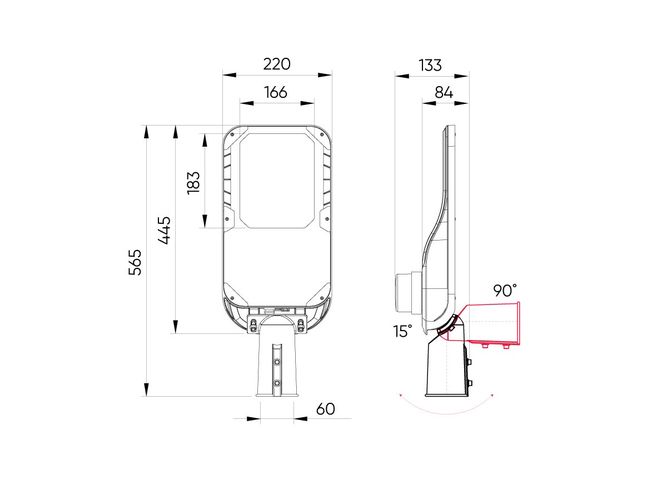 LED street luminaire 230V 100W 14 000lm, 150x110° 4000K , CAMINO, IP66, IK08 203112 5905378203112