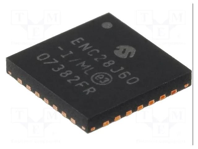 IC: Ethernet controller; 10Base-T; SPI; QFN28; 3.1÷3.6V; -40÷85°C MICROCHIP TECHNOLOGY ENC28J60-I/ML