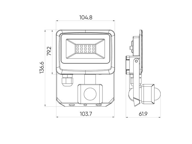 LED line LITE Floodlight PHOTON 10W 4000K 1000lm with motion sensor, IP65 203501 5905378203501