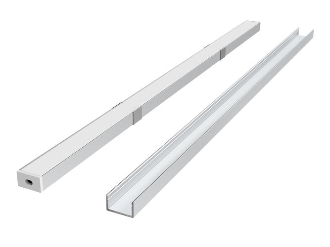 LED profile set, 2m, surface, anodized, with opal cover, holders and encaps 203617 5905378203617