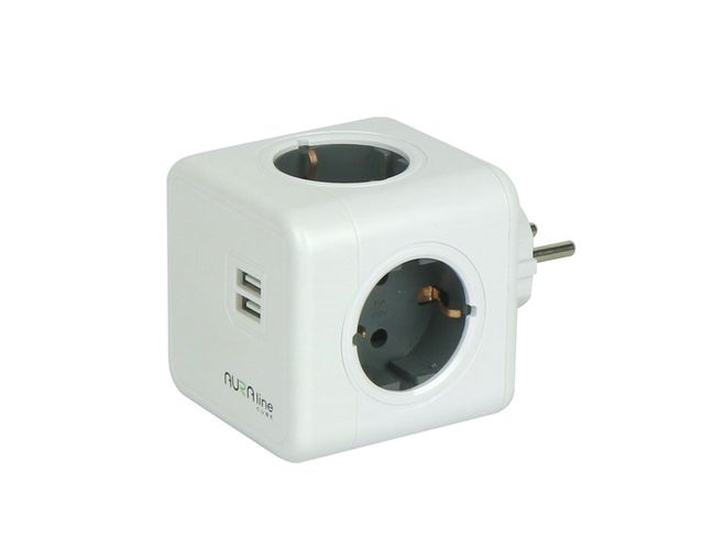 Adapter CUBE 4 socket 2xUSB Schuko AURA line 205765