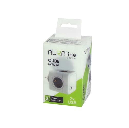 Adapter CUBE 4 socket 2xUSB Schuko AURA line 205765