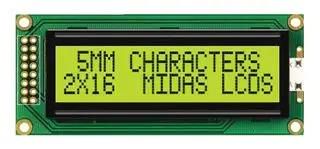 DISPLAY, ALPHANUMERIC, 16X2, YELLOW/GRN MC21605B6WK-SPTLY-V2