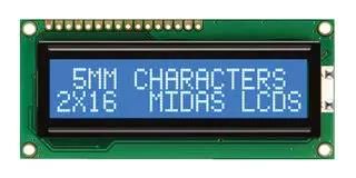 DISPLAY, ALPHANUMERIC, 16X2, WHITE MC21605C6WK-BNMLW-V2