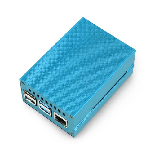 Case for Raspberry Pi 4B with fan - metal - blue DNG-16014 5904422325114