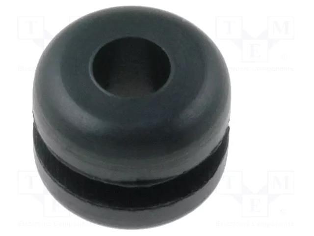 Grommet; Ømount.hole: 4.8mm; Øhole: 3.2mm; rubber; black FIX&FASTEN FIX-GR-1