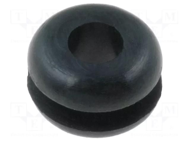 Grommet; Ømount.hole: 4.8mm; Øhole: 3.2mm; rubber; black FIX&FASTEN FIX-GR-11