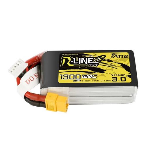 Tattu R-Line Version 3.0 1300mAh 14.8V 120C 4S1P XT60 battery, Tattu TAA13004S12X6