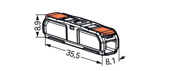 Inline splicing connector with lever for all conductor types 2-Pole 2x0.2-4mm² 450V 32A 221-2411