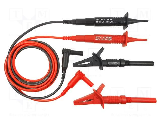 Test leads; probe tip x2,angular banana plug 4mm x2; 10A; 1.5m CLIFF CIH3007