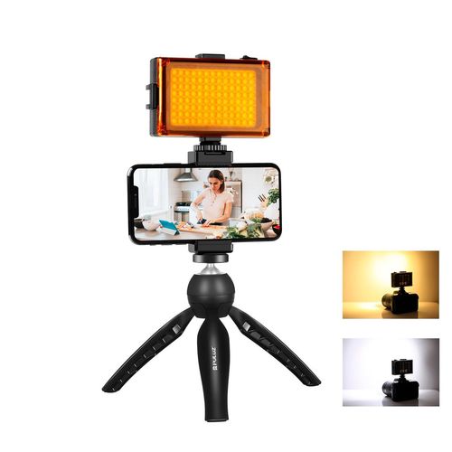 Live broadcast kit Puluz tripod mount + LED lamp + phone clamp, Puluz PKT3131B