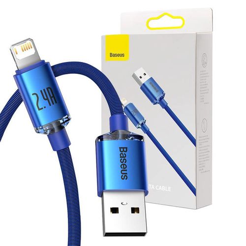 Baseus Crystal Shine cable USB to Lightning, 2.4A, 1.2m (blue), Baseus CAJY000003