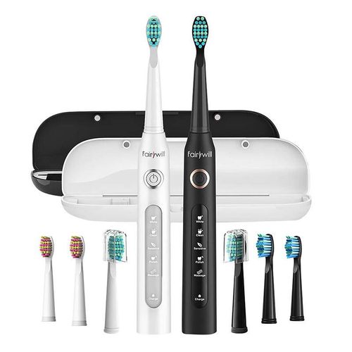 Sonic toothbrushes with head set and case FairyWill FW-507 (Black and white), FairyWill FW-507 black&white