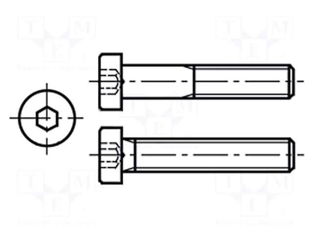Screw; M4x25; 0.7; Head: cheese head; hex key; HEX 2.5mm; steel BOSSARD B4X25/BN17