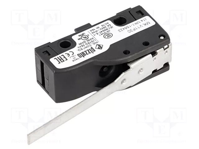 Microswitch SNAP ACTION; 6A/250VAC; 5A/24VDC; with lever; SPDT PIZZATO ELETTRICA MKV11F30