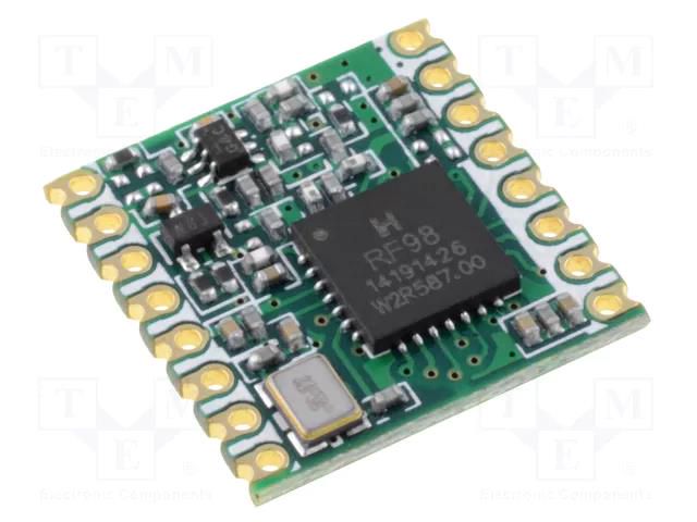 Module: transceiver; RF; FSK,GFSK,GMSK,LoRa,MSK,OOK; 433.92MHz HOPE MICROELECTRONICS RFM98W-433S2