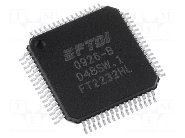IC: interface; USB-UART x2, FIFO x2, MPSSE x2; Hi-Speed; LQFP64 FTDI FT2232HL