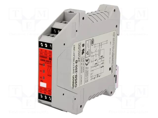Module: safety relay; 24VAC; 24VDC; IN: 1; for DIN rail mounting OMRON G9SB-200-B