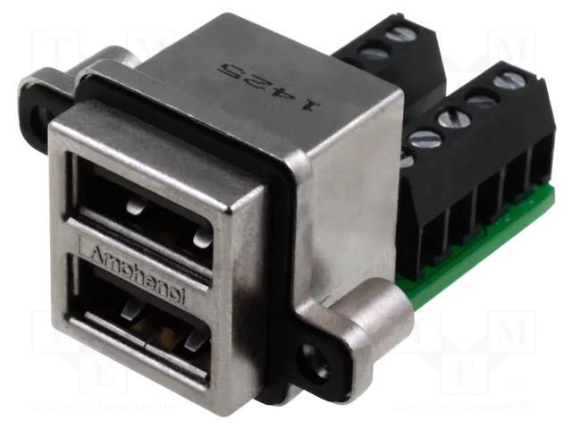 Connector: USB A; socket; MUSB; for panel mounting,screw; double AMPHENOL COMMUNICATIONS SOLUTIONS MUSB-C411-30