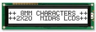 DISPLAY, ALPHANUMERIC, 20X2, WHITE MC22008B6W-FPTLW-V2