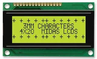 DISPLAY, ALPHANUMERIC, 20X4, NOBACKLIGHT MC42004A6W-SPR-V2