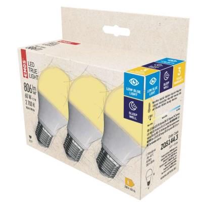 LED Bulb True Light A60 / E27 / 7.2 W (60 W) / 806 lm / warm white, EMOS ZQ5144.3 8592920106372