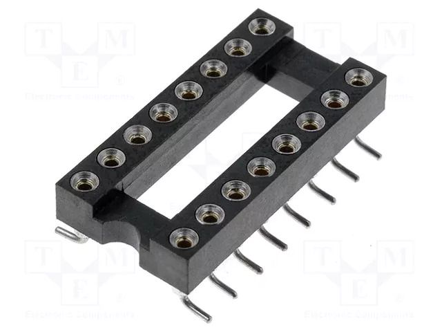 Socket: integrated circuits; DIP16; Pitch: 2.54mm; precision; SMT CONNFLY GOLD-16P-SMD