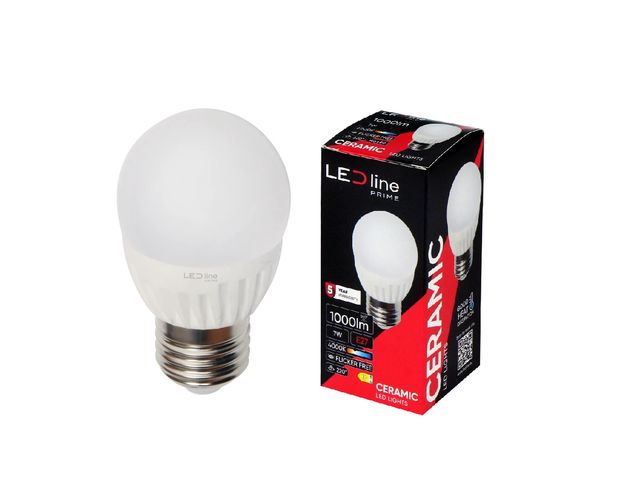 LED bulb E27 230V 7W G45 1000lm 140lm/W 4000K, CERAMIC, LED line PRIME 247606-II 5905378201767