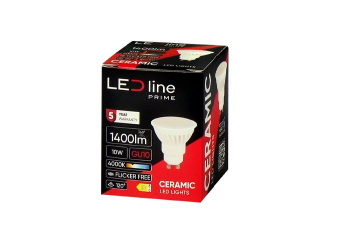 LED spotlight GU10 230V 10W 1400lm 120° neutral white, ceramic, LED line PRIME 248597-II 5905378201521