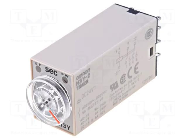 Timer; 1÷30s; DPDT; 250VAC/5A; 24VDC; H3Y; socket; -10÷50°C; PIN: 8 OMRON H3Y-2-24DC-30S