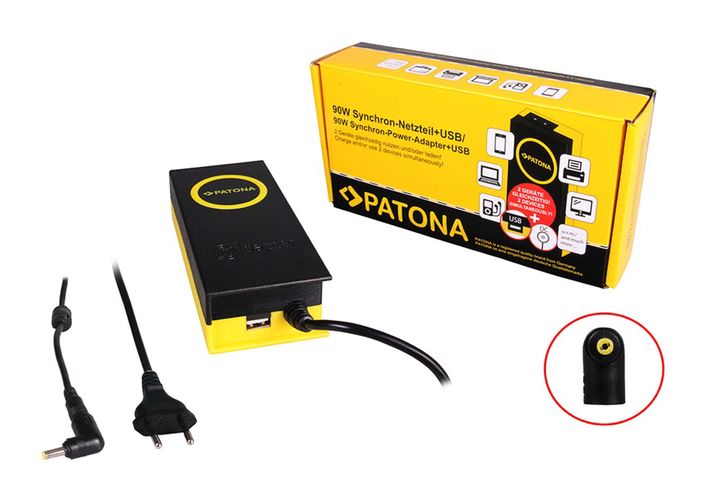 PATONA 90W Synchron Adapter 4,8x1,7x12mm 19V incl. USB Output 2,1A, PATONA 2604 4055655177092