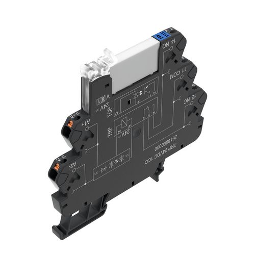 Relay module TRP 5VDC 1CO, 1 CO, AgNi, 5 VDC, 6 A, "Push In" type, black, Weidmuller 2614830000