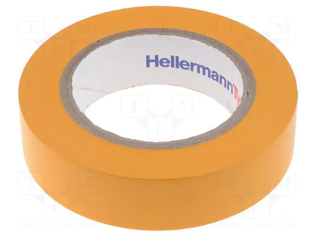 Tape: electrical insulating; W: 15mm; L: 10m; Thk: 0.15mm; orange HELLERMANNTYTON HTAPE-FLX-15OR